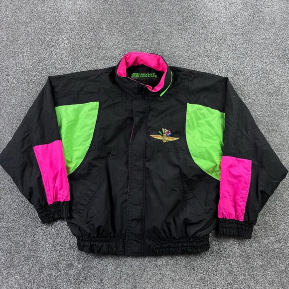 Sport Service Other - Vintage Indianapolis Motor Speedway Racing Jacket Mens XL Neon Black Auto Cars